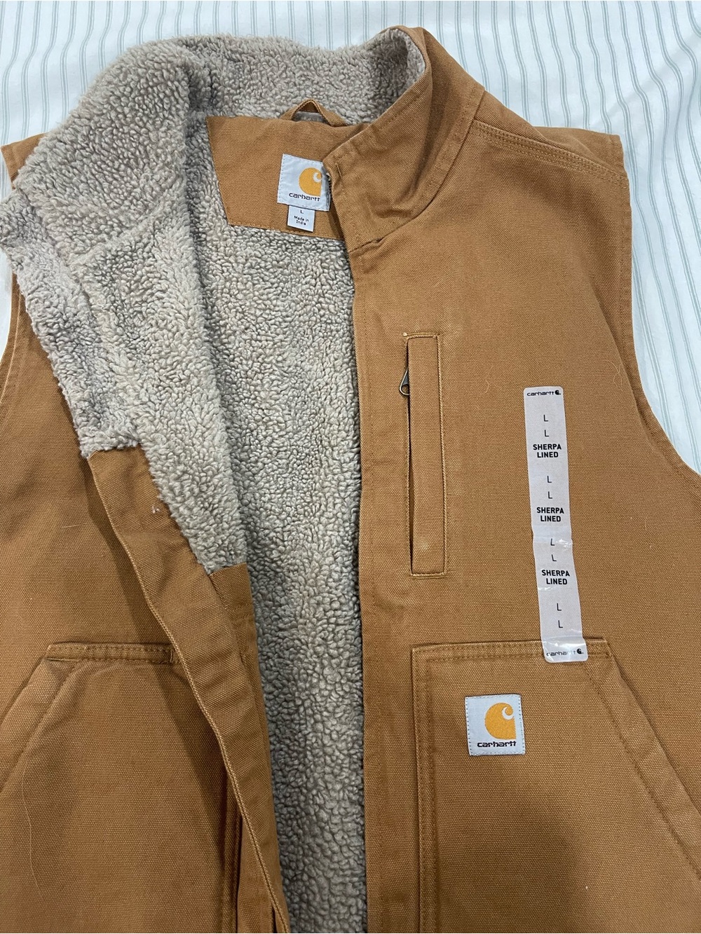 Carhartt Brown Sherpa-Lined Duck Canvas Vest - Picture 2 of 4